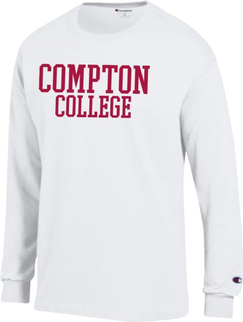 Compton Champion Long Sleeve T Shirt Compton College Stacked - ONLINE ONLY