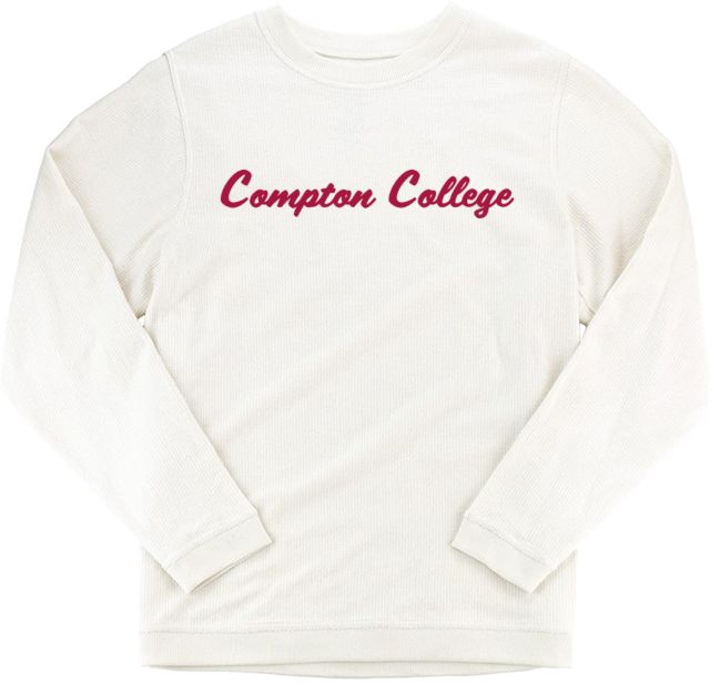 Compton Boxercraft Womens Cream Corded Crew Script Compton College - ONLINE ONLY
