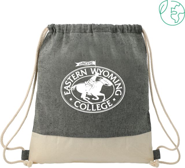Eastern Wyoming Split Recycled Cotton Drawstring Bag Eastern Wyoming College Lancers Primary Mark - ONLINE ONLY