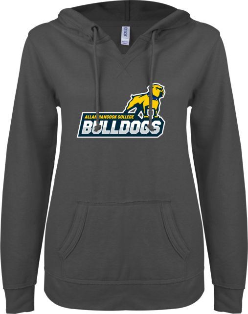Allan Hancock ENZA Womens V Notch Raw Edge Fleece Hoodie Allan Hancock College Bulldogs with Mascot - ONLINE ONLY
