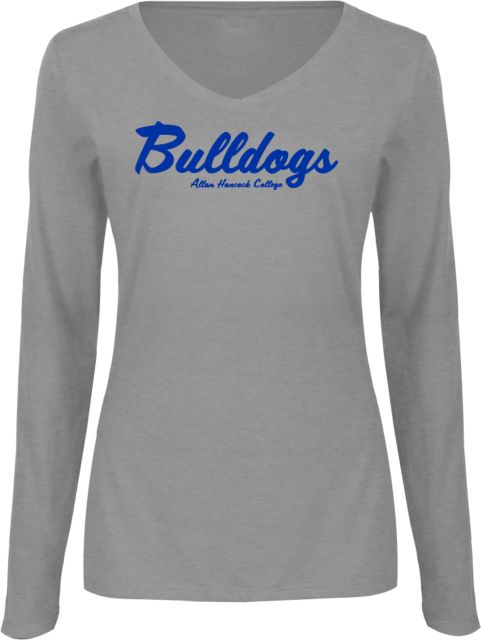 Allan Hancock Womens Long Sleeve V Neck Tee  Script Bulldogs Allan Hancock College - ONLINE ONLY