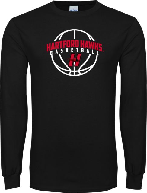 Hartford Long Sleeve TShirt Hartford Hawks Basketball Arched w/ Ball - ONLINE ONLY