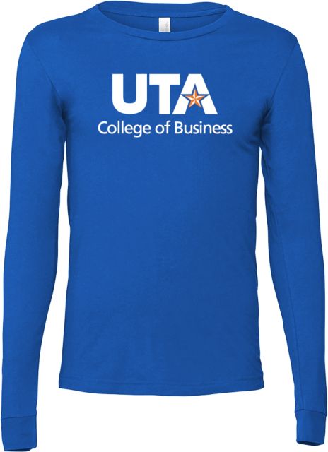 UTA Bella + Canvas Jersey Cotton Long Sleeve T Shirt College of Business Stacked - ONLINE ONLY