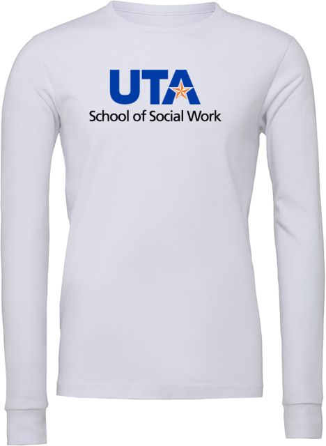 UTA Bella + Canvas Jersey Cotton Long Sleeve T Shirt College of Social Work Stacked - ONLINE ONLY