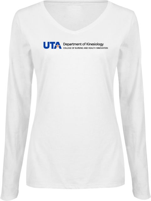 UTA Ladies Long Sleeve V Neck Tee Department of Kinesiology Flat - ONLINE ONLY