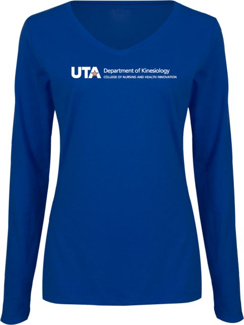 UTA Ladies Long Sleeve V Neck Tee Department of Kinesiology Flat - ONLINE ONLY