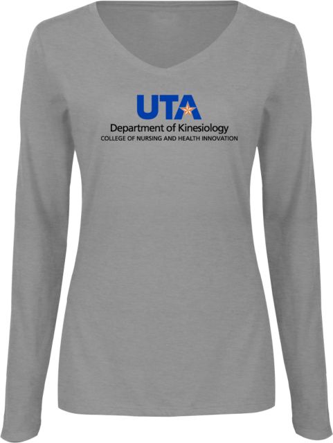 UTA Ladies Long Sleeve V Neck Tee Department of Kinesiology Centered - ONLINE ONLY