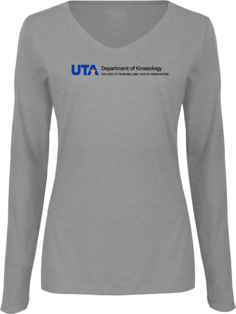 UTA Ladies Long Sleeve V Neck Tee Department of Kinesiology Flat - ONLINE ONLY