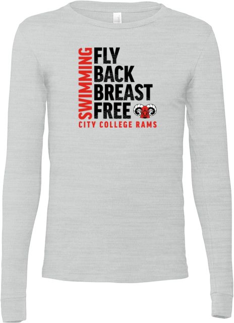 CCSF Bella + Canvas Jersey Cotton Long Sleeve T Shirt CCSF Rams Swim Strokes - ONLINE ONLY