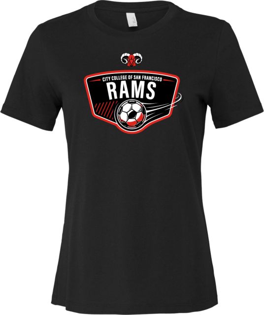 CCSF Bella + Canvas Womens Relaxed Cotton T Shirt CCSF Rams Soccer Plaque - ONLINE ONLY