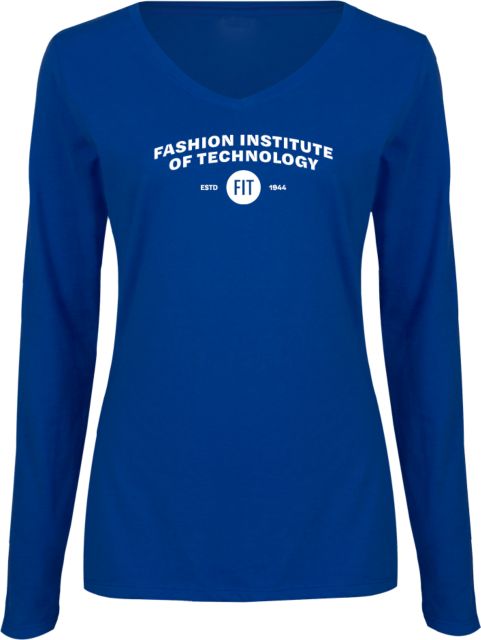 Fashion Institute Womens Long Sleeve V Neck Tee  Fashion Institute of Technology - Arched with Circle Emblem - ONLINE ONLY