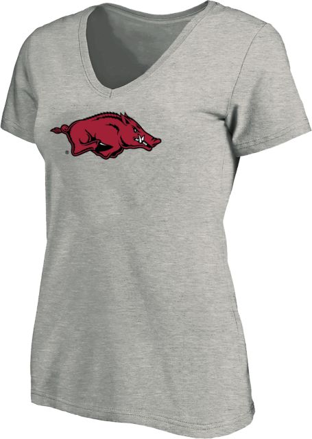 Arkansas Womens Plus V Neck T Shirt University of Arkansas - Primary Athletics Mark - ONLINE ONLY