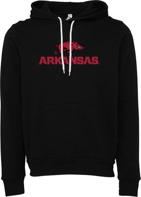 Arkansas Bella + Canvas Fleece Hood Arkansas Wordmark w/ Big Red