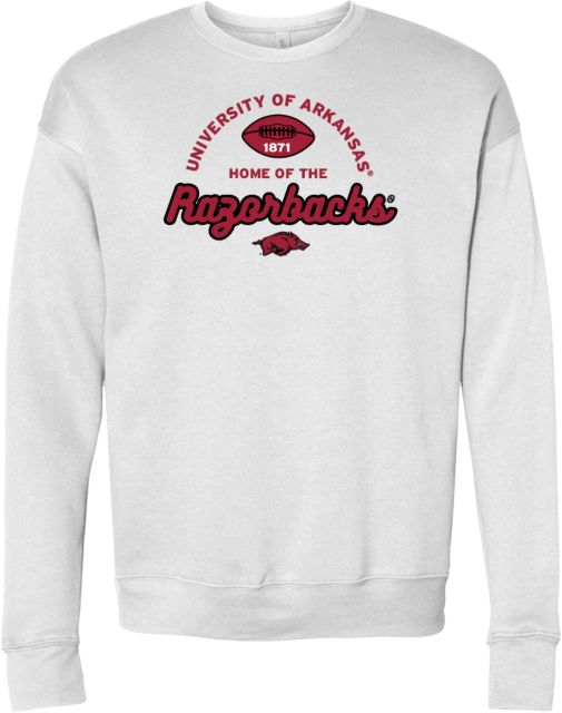 Arkansas Bella + Canvas Fleece Crew Football Outline - Arkansas Wordmark