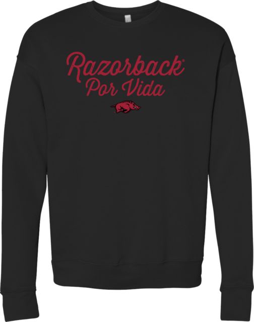 Arkansas Bella + Canvas Fleece Crew Razorback Por Vida