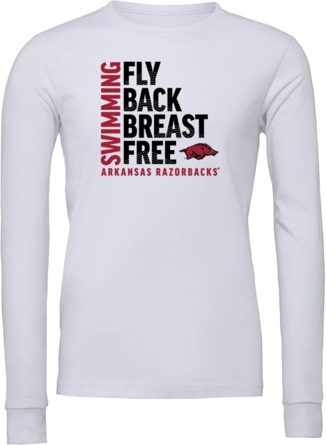 Arkansas Bella + Canvas Jersey Cotton Long Sleeve T Shirt Arkansas Swimming Strokes