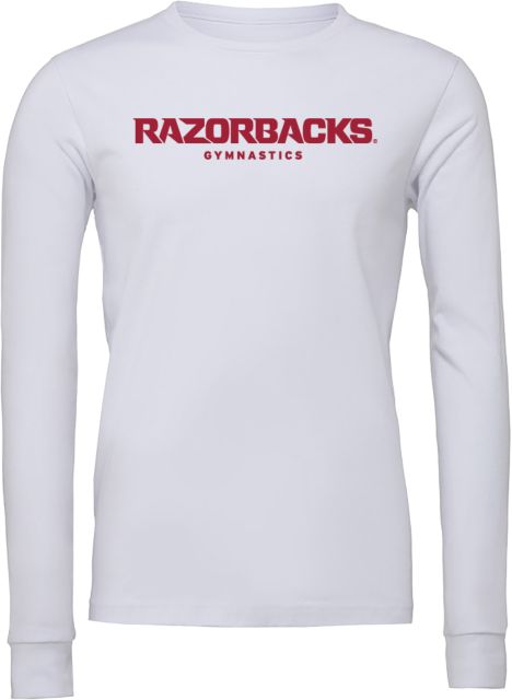Arkansas Bella + Canvas Jersey Cotton Long Sleeve T Shirt Razorbacks Wordmark - Gymnastics