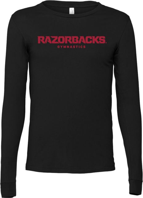 Arkansas Bella + Canvas Jersey Cotton Long Sleeve T Shirt Razorbacks Wordmark - Gymnastics