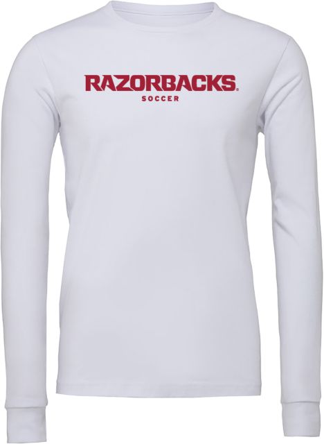 Arkansas Bella + Canvas Jersey Cotton Long Sleeve T Shirt Razorbacks Wordmark - Soccer