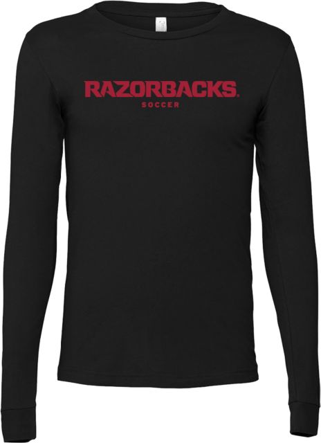 Arkansas Bella + Canvas Jersey Cotton Long Sleeve T Shirt Razorbacks Wordmark - Soccer