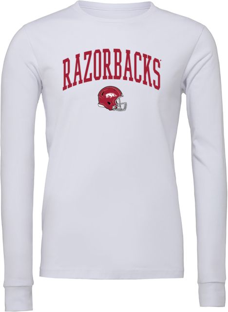 Arkansas Bella + Canvas Jersey Cotton Long Sleeve T Shirt Razorbacks w/ Football Helmet