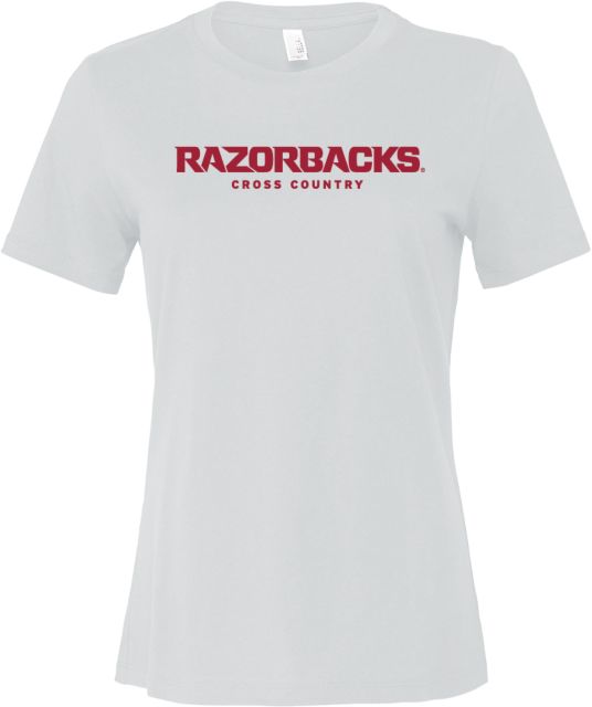 Arkansas Bella + Canvas Womens Relaxed Cotton T Shirt Razorbacks Wordmark - Cross Country