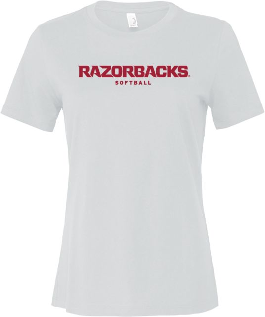 Arkansas Bella + Canvas Womens Relaxed Cotton T Shirt Razorbacks Wordmark - Softball