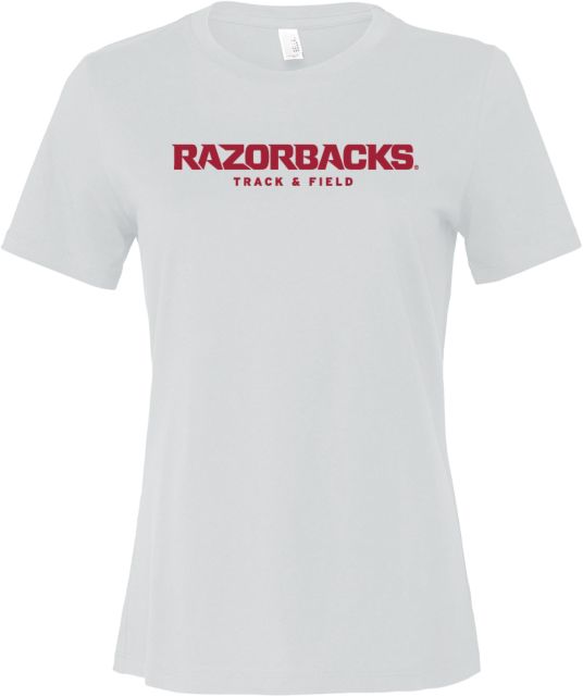 Arkansas Bella + Canvas Womens Relaxed Cotton T Shirt Razorbacks Wordmark - Track and Field