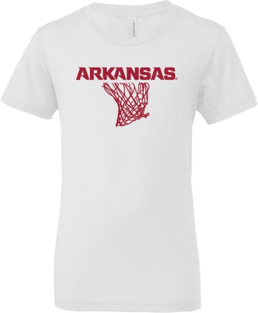 Arkansas Bella + Canvas Youth Jersey T Shirt Arkansas Wordmark w Loos Net