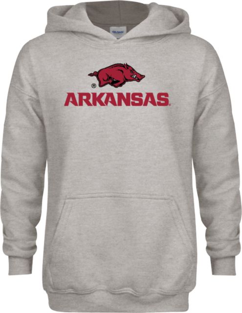 Arkansas Youth Fleece Hood Arkansas Wordmark w/ Big Red