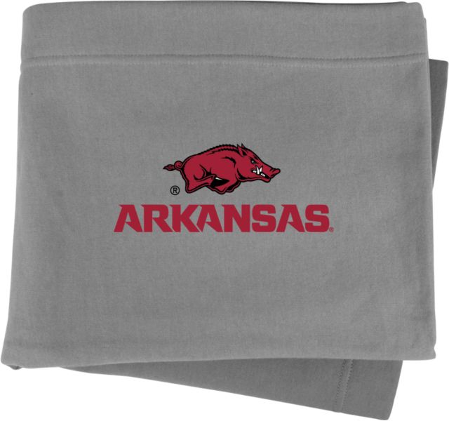 Arkansas Sweatshirt Blanket Arkansas Wordmark w/ Big Red