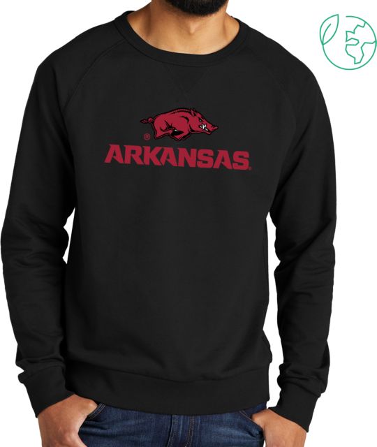 Arkansas Allmade Organic French Terry Crewneck Sweatshirt Arkansas Wordmark w/ Big Red