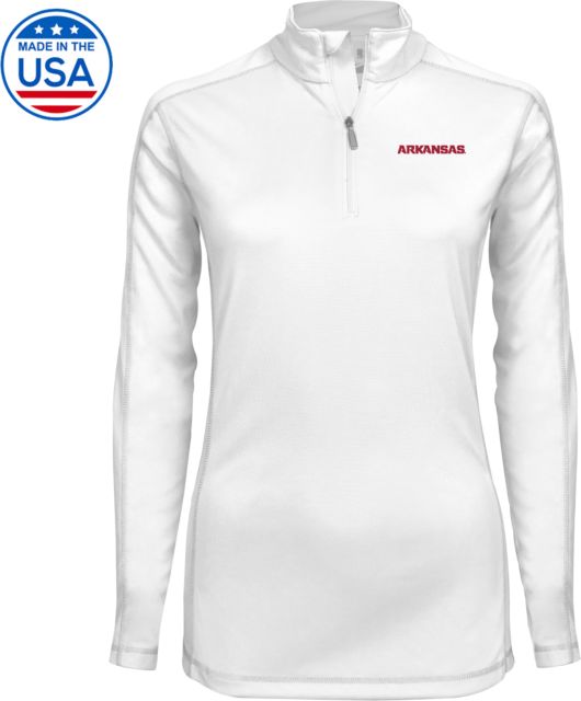 Arkansas Syntrel Womens Interlock 1/4 Zip Arkansas Wordmark