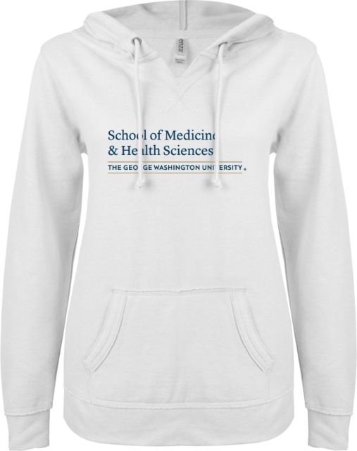George Washington ENZA Ladies V Notch Raw Edge Fleece Hoodie Health Sciences - ONLINE ONLY