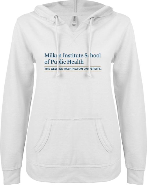 George Washington ENZA Ladies V Notch Raw Edge Fleece Hoodie Public Health - ONLINE ONLY