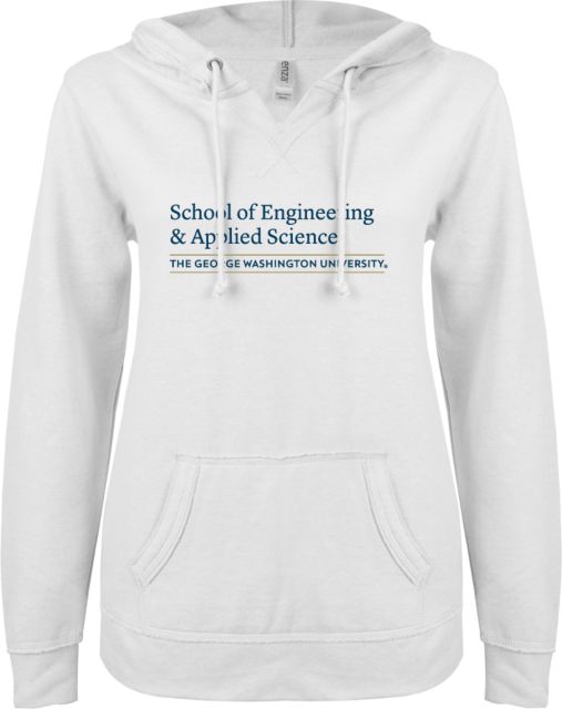 George Washington ENZA Ladies V Notch Raw Edge Fleece Hoodie SEAS - ONLINE ONLY
