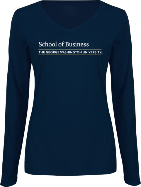 George Washington Ladies Long Sleeve V Neck Tee Business - ONLINE ONLY