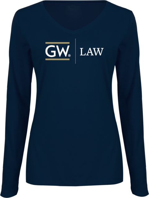 George Washington Ladies Long Sleeve V Neck Tee Law - ONLINE ONLY