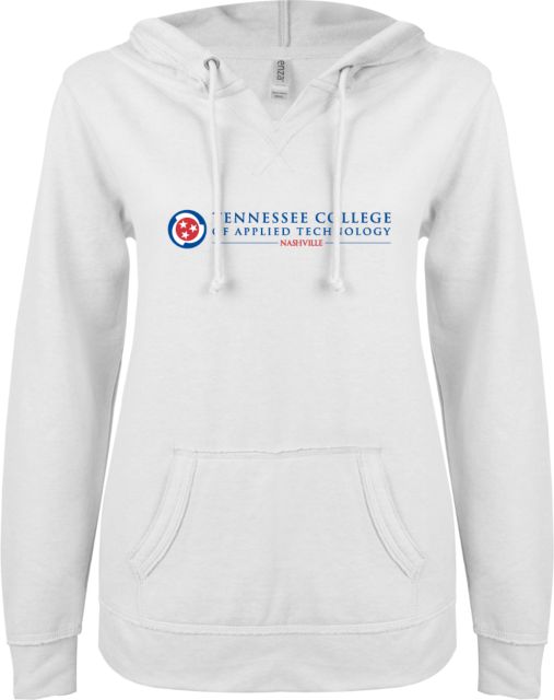 TCAT Nashville ENZA Ladies V Notch Raw Edge Fleece Hoodie TCAT horizontal - ONLINE ONLY
