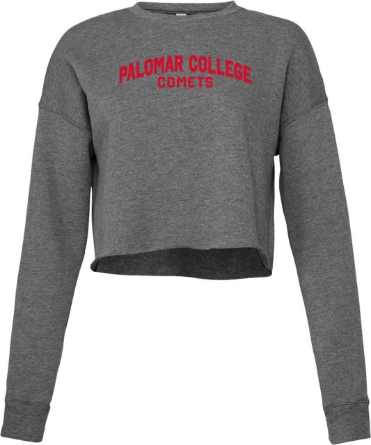 Palomar Bella + Canvas Womens Deep  Cropped Fleece Crew Arched Palomar College Comets - ONLINE ONLY