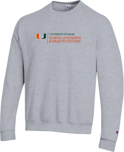 Miami Champion Fleece Crew U Miami School of Nursing and Health Studies - Horizontal - ONLINE ONLY