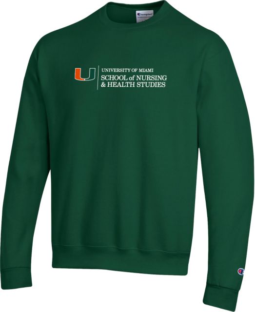 Miami Champion Fleece Crew U Miami School of Nursing and Health Studies - Horizontal - ONLINE ONLY