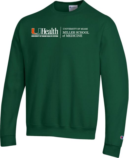 Miami Champion Fleece Crew U Miami Health Miller School of Medicine - Horizontal - ONLINE ONLY