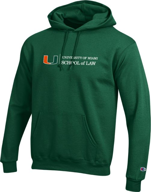 Miami Champion Fleece Hoodie U Miami School of Law Horizontal ONLINE ONLY University Of Miami