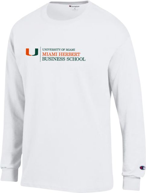 Miami Champion Long Sleeve T Shirt U Miami Miami Herbert Business School - Horizontal - ONLINE ONLY