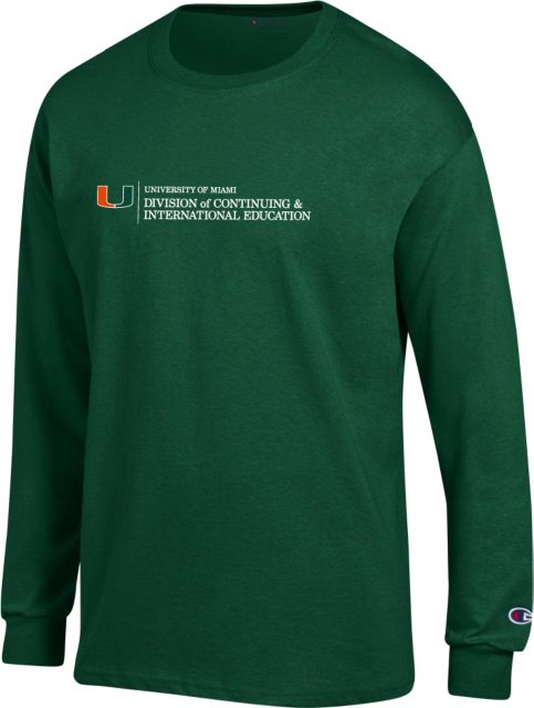 Miami Champion Long Sleeve T Shirt U Miami Division of Continuing and International Education - Horizontal - ONLINE ONLY
