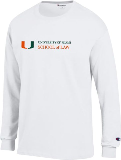 Miami Champion Long Sleeve T Shirt U Miami School of Law - Horizontal - ONLINE ONLY