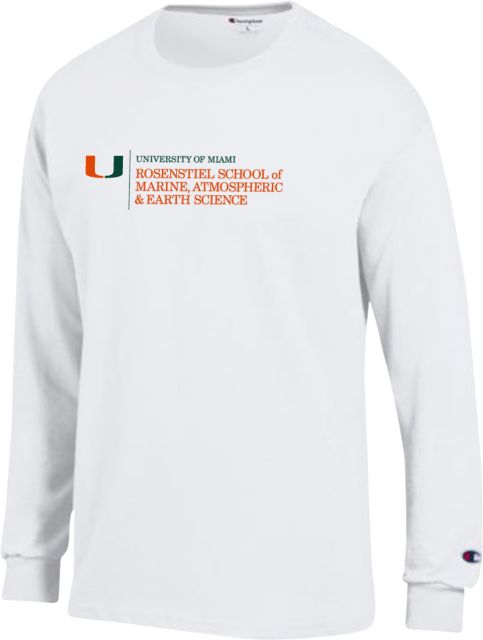Miami Champion Long Sleeve T Shirt U Miami Rosenstiel School of Marine Atmospheric Earth Science - Horizontal - ONLINE ONLY