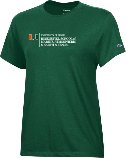 Miami Champion Womens Core Short Sleeve Tee U Miami Rosenstiel School of Marine Atmospheric Earth Science - Horizontal - ONLINE ONLY