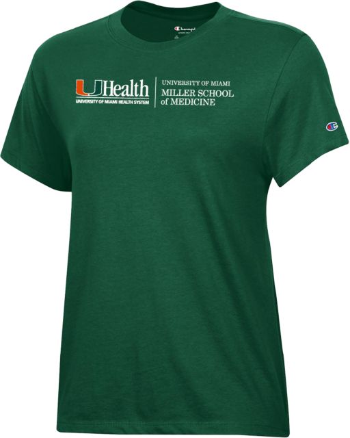Miami Champion Womens Core Short Sleeve Tee U Miami Health Miller School of Medicine - Horizontal - ONLINE ONLY